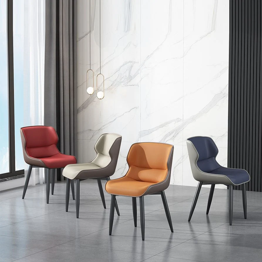 Poltrona da sala da pranzo imbottita metallo con schienale alto per la casa industriale (set di 2) Clearhalo