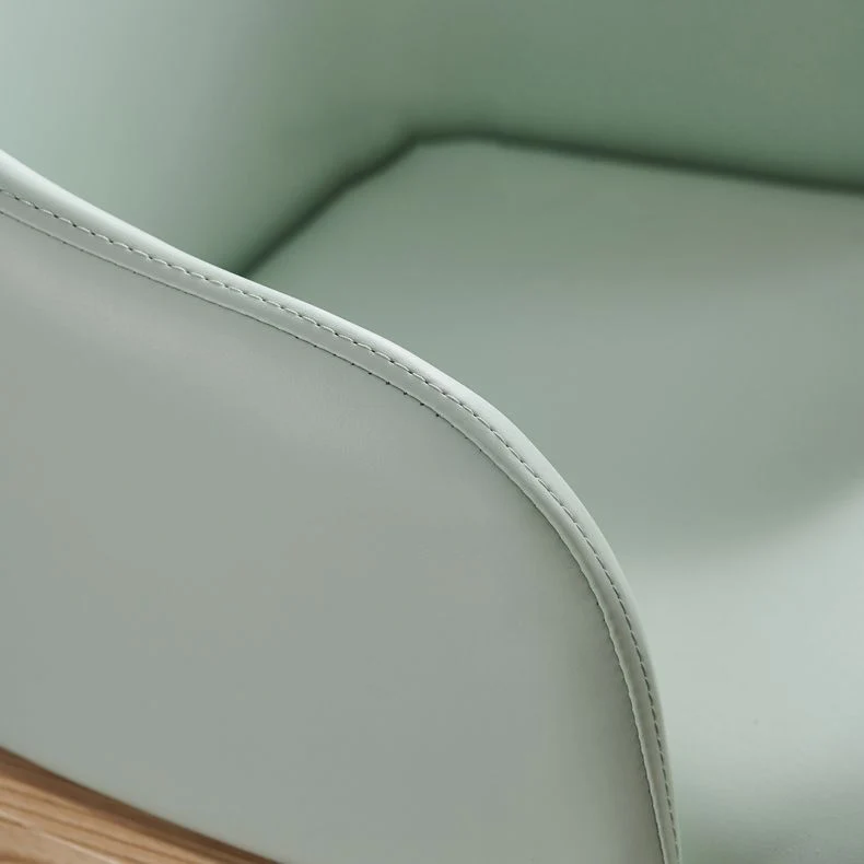 Poltrona stile nordico Sedia legno ed ecopelle per sala da pranzo Clearhalo