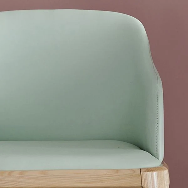 Poltrona stile nordico Sedia legno ed ecopelle per sala da pranzo Clearhalo