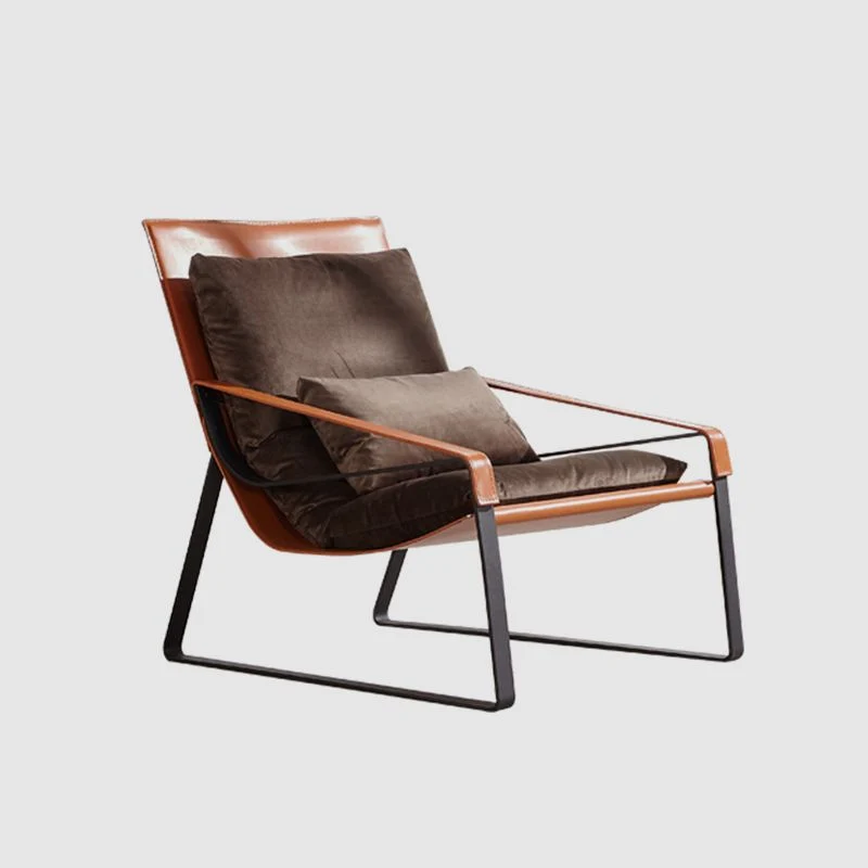 Poltrona tinta unita con poggiatesta, poltrona lounge moderna con struttura ferro Clearhalo