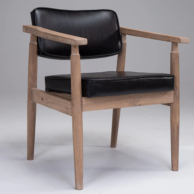 Poltroncina contemporanea per la casa Sedia da sala da pranzo singola legno imbottita con schienale aperto Clearhalo