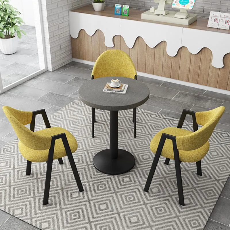 Poltroncina ferro stile moderno, sedia laterale da pranzo con schienale aperto e imbottitura Clearhalo