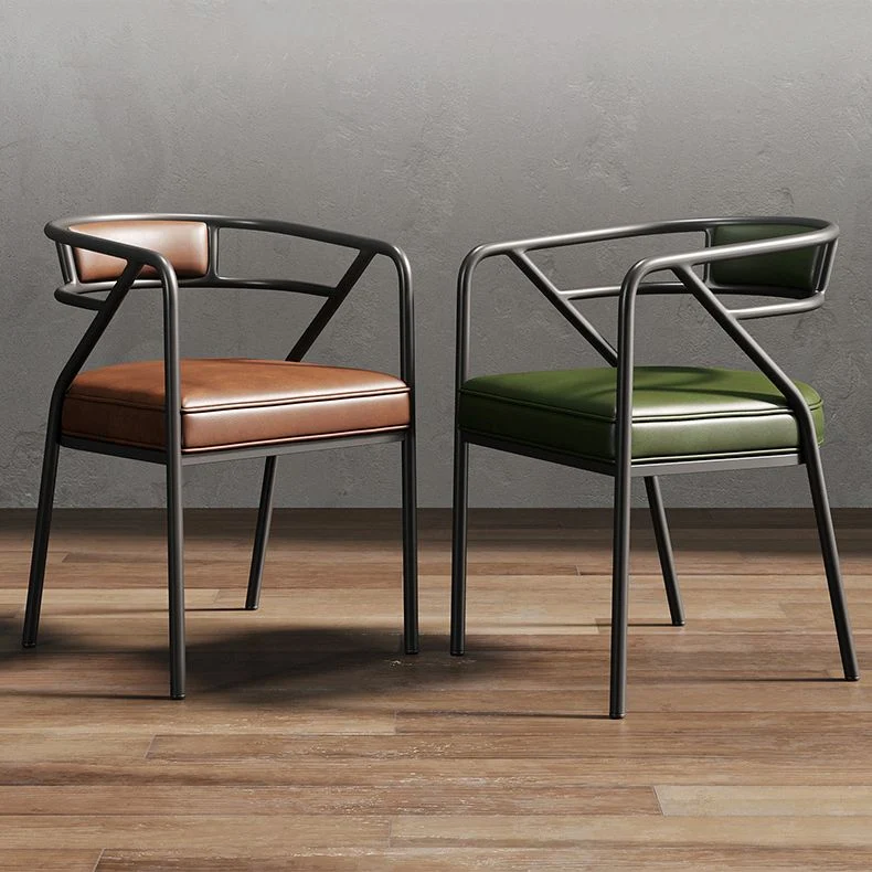 Poltroncina glamour metallo con schienale aperto, sedia laterale da pranzo con imbottitura 21,6"x22,8"x29,5" Clearhalo