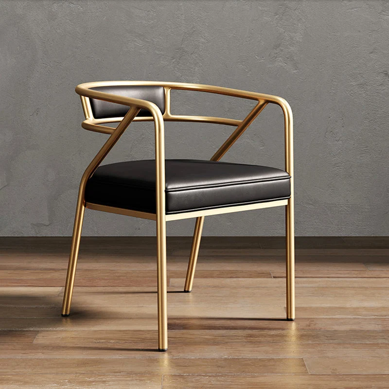 Poltroncina glamour metallo con schienale aperto, sedia laterale da pranzo con imbottitura 21,6"x22,8"x29,5" Clearhalo