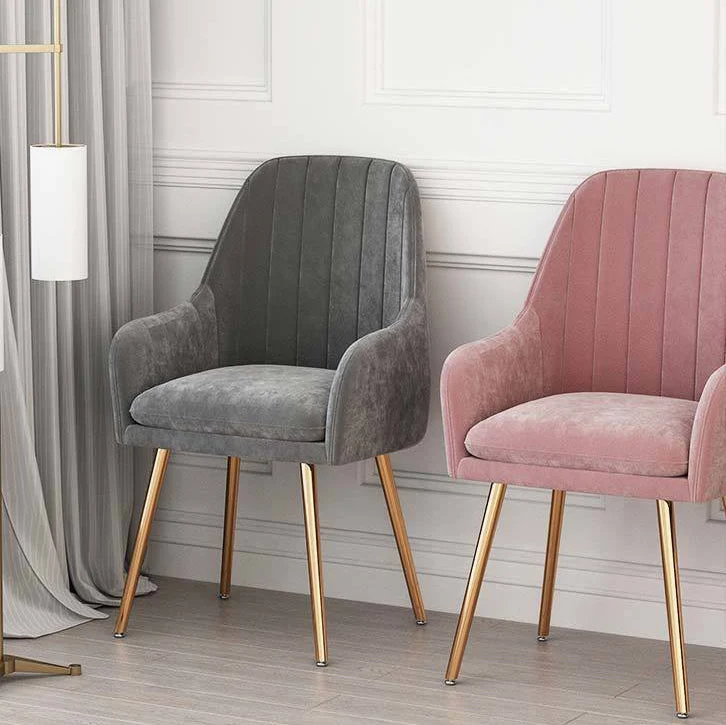 Poltroncina imbottita stile scandinavo con schienale massiccio, sedia singola da pranzo per la casa Clearhalo