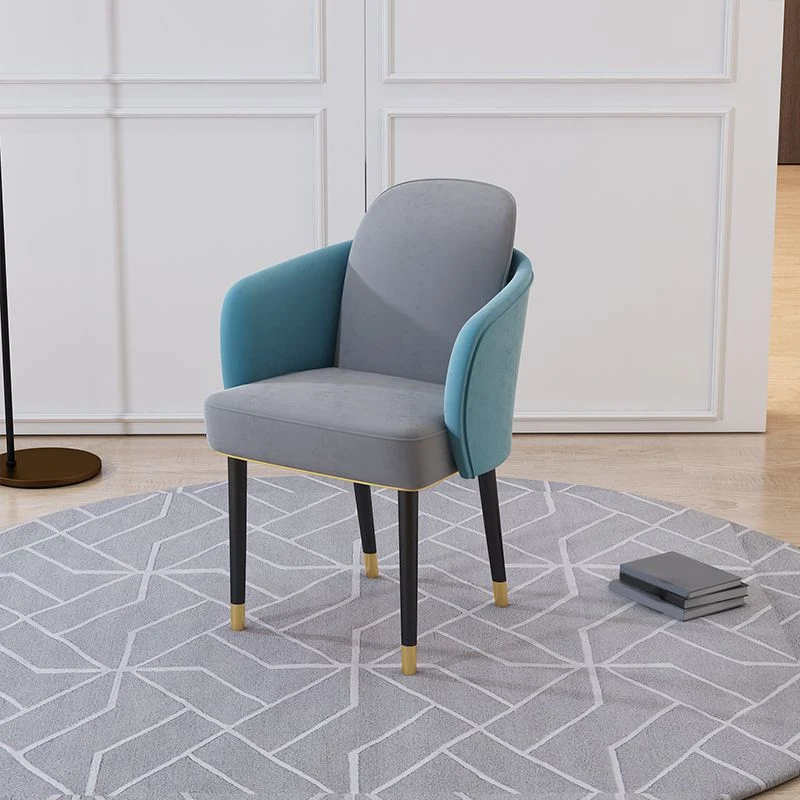 Poltroncina imbottita velluto Sedia Parsons industriale con gambe metallo Clearhalo