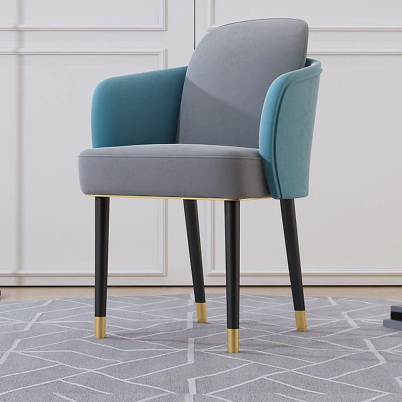 Poltroncina imbottita velluto Sedia Parsons industriale con gambe metallo Clearhalo