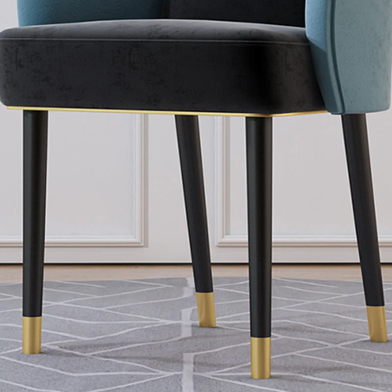 Poltroncina imbottita velluto Sedia Parsons industriale con gambe metallo Clearhalo