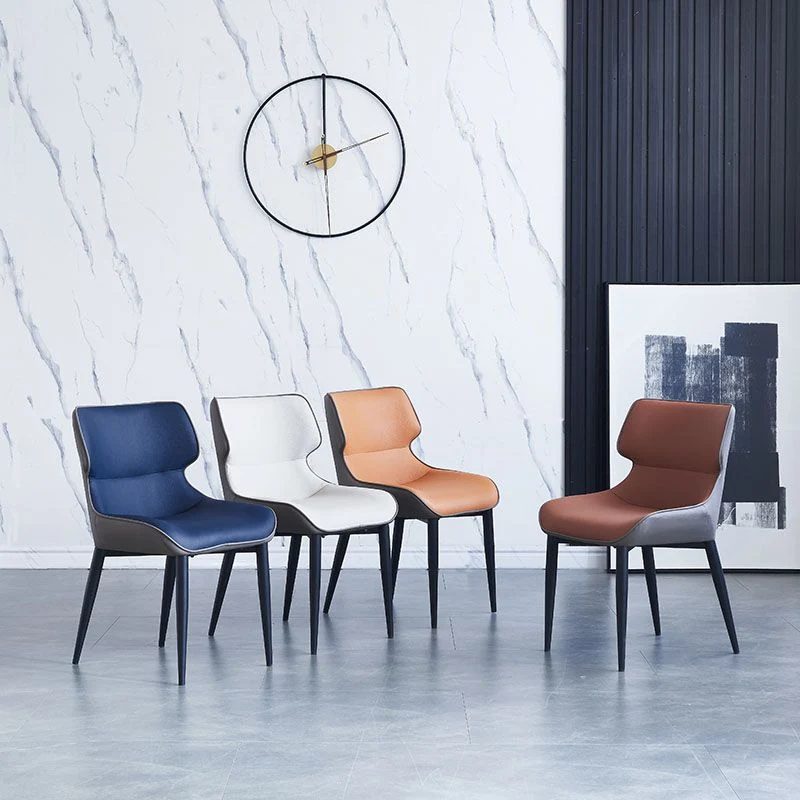 Poltroncina industriale per la casa Sedia da sala da pranzo imbottita metallo con schienale alto (set di 2) Clearhalo