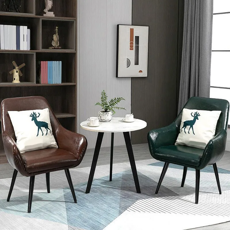 Poltroncina larga 24,8" cuoio rigenerato con quattro gambe base e braccioli svasati Clearhalo