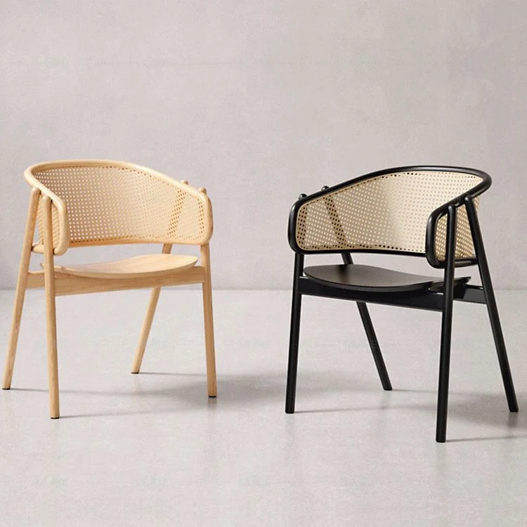 Poltroncina legno massello Sedia da pranzo moderna con schienale aperto per soggiorno Clearhalo