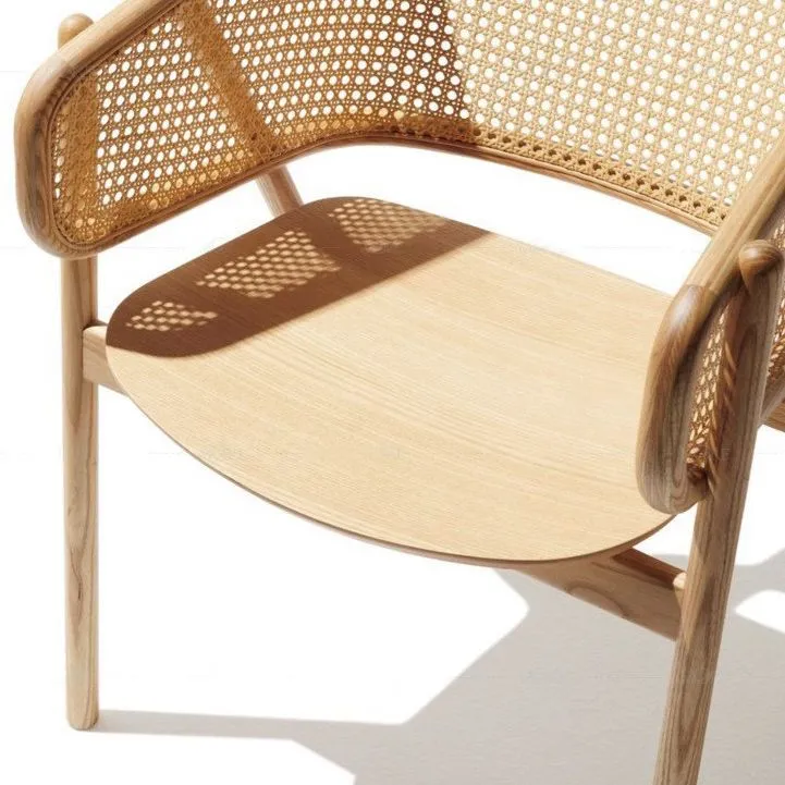 Poltroncina legno massello Sedia da pranzo moderna con schienale aperto per soggiorno Clearhalo
