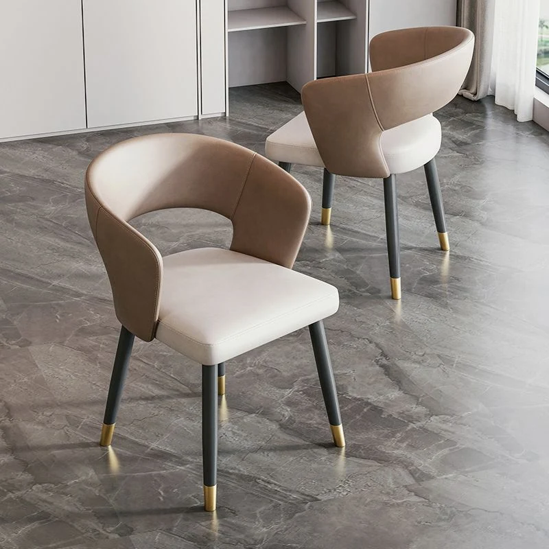 Poltroncina moderna ecopelle con schienale aperto, sedia da sala da pranzo per interni Clearhalo