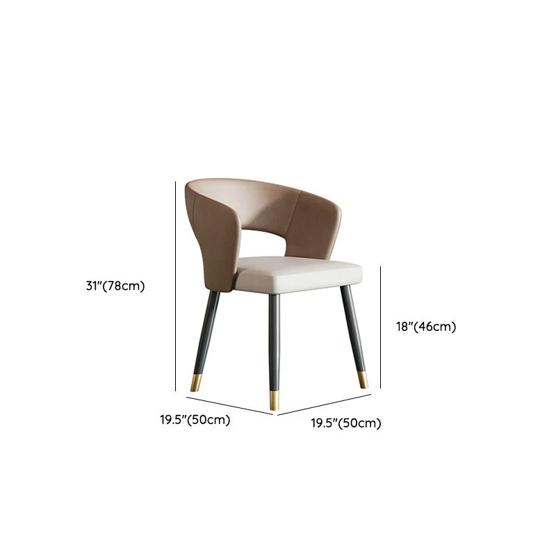 Poltroncina moderna ecopelle con schienale aperto, sedia da sala da pranzo per interni Clearhalo