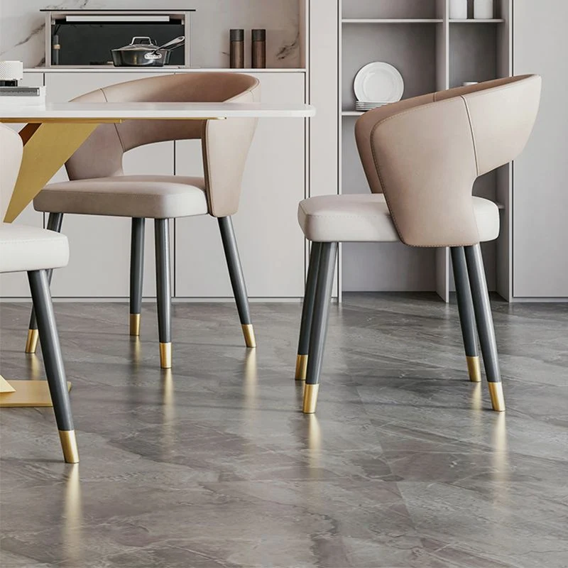Poltroncina moderna ecopelle con schienale aperto, sedia da sala da pranzo per interni Clearhalo
