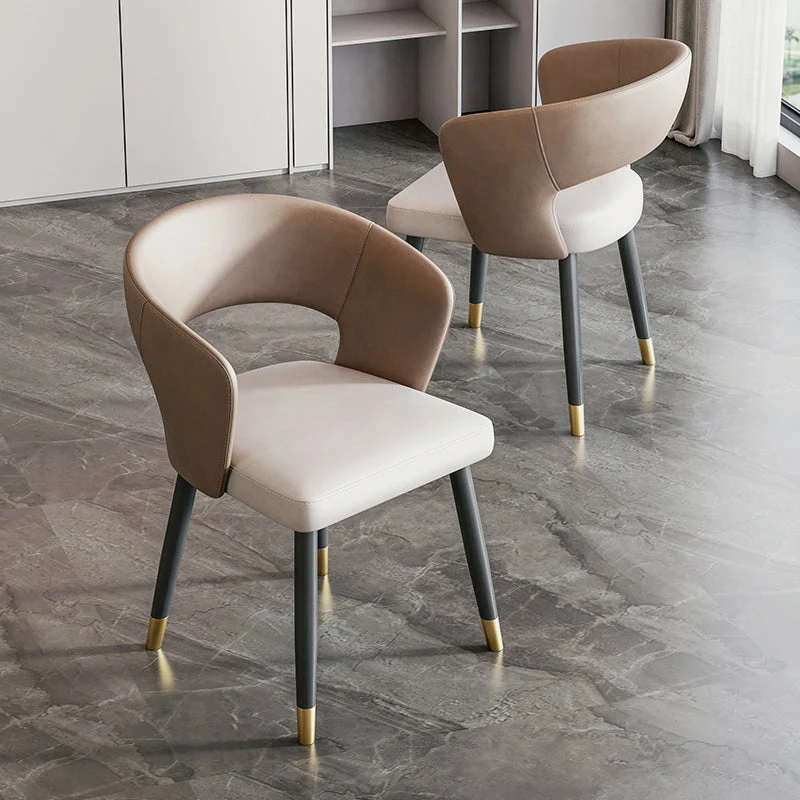 Poltroncina moderna ecopelle con schienale aperto, sedia da sala da pranzo per interni Clearhalo