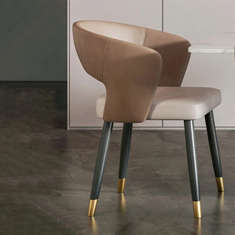 Poltroncina moderna ecopelle con schienale aperto, sedia da sala da pranzo per interni Clearhalo