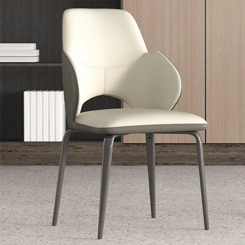 Poltroncina moderna ecopelle con schienale aperto, sedia da sala da pranzo per cucina Clearhalo