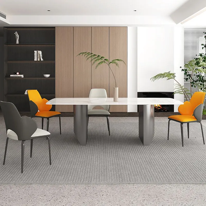 Poltroncina moderna ecopelle con schienale aperto, sedia da sala da pranzo per cucina Clearhalo
