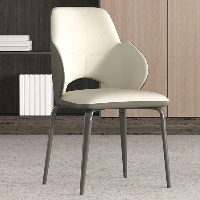 Poltroncina moderna ecopelle con schienale aperto, sedia da sala da pranzo per cucina Clearhalo