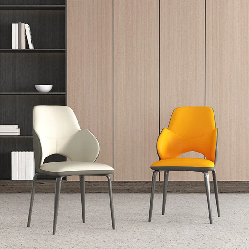 Poltroncina moderna ecopelle con schienale aperto, sedia da sala da pranzo per cucina Clearhalo