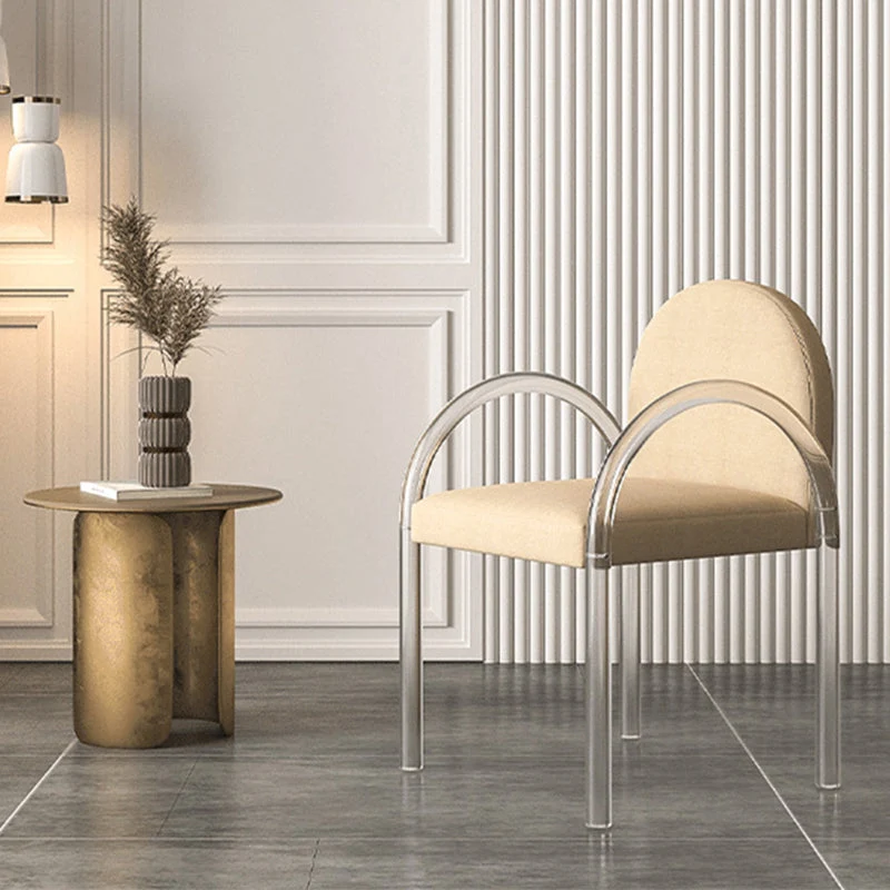 Poltroncina moderna e semplice con struttura acrilico, poltrona da pranzo per soggiorno Clearhalo