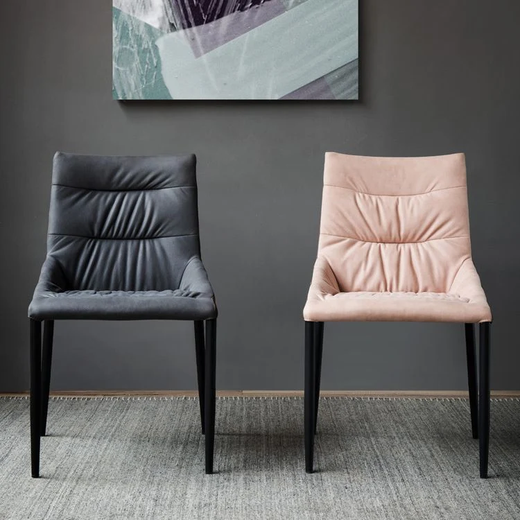 Poltroncina per sala da pranzo domestica Sedia da pranzo imbottita con gambe nere Clearhalo