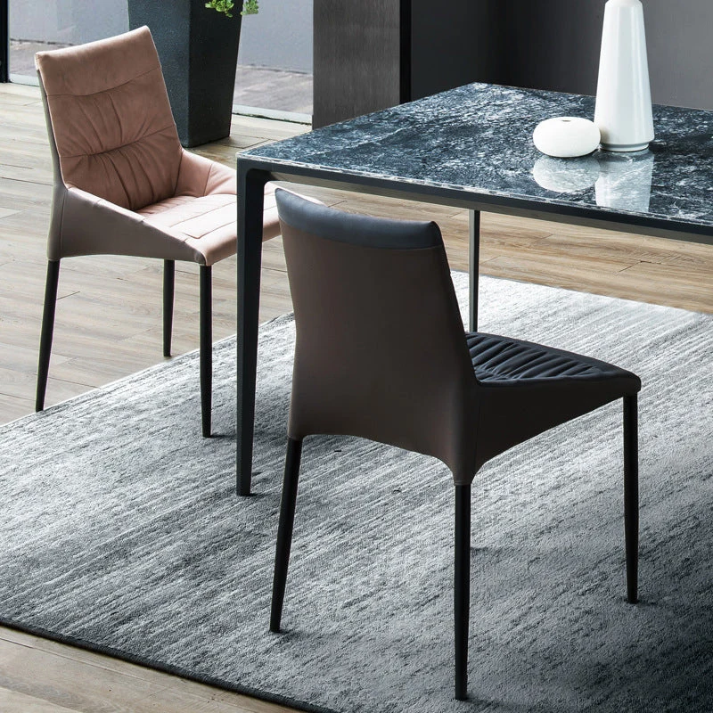 Poltroncina per sala da pranzo domestica Sedia da pranzo imbottita con gambe nere Clearhalo