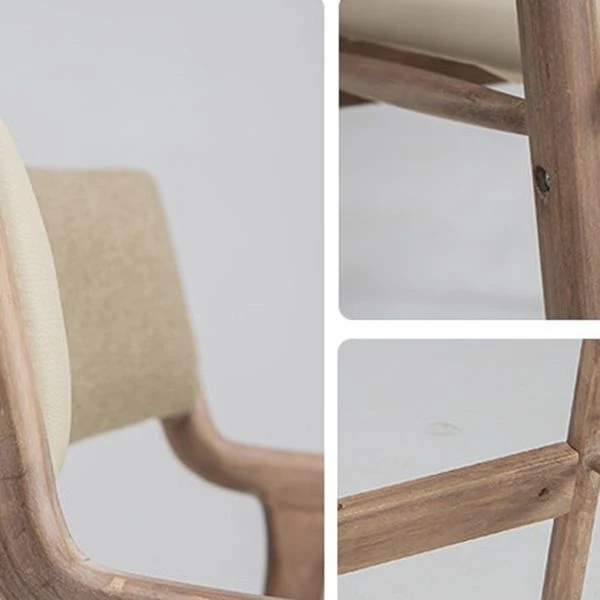 Poltroncina per sala da pranzo singola imbottita legno con schienale aperto stile country per interni Clearhalo