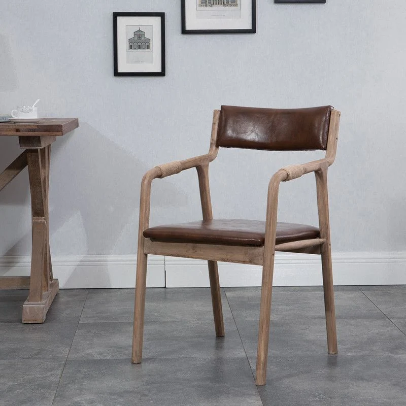 Poltroncina per sala da pranzo singola imbottita legno con schienale aperto stile country per interni Clearhalo