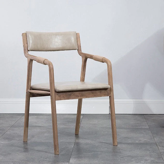 Poltroncina per sala da pranzo singola imbottita legno con schienale aperto stile country per interni Clearhalo