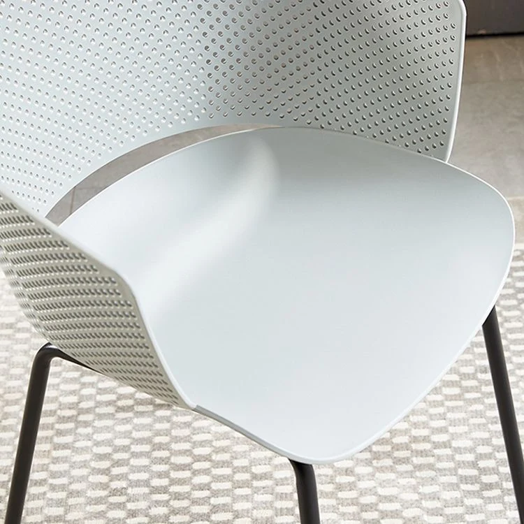 Poltroncina da pranzo contemporanea Sedia laterale con schienale aperto con gambe metallo per cucina Clearhalo