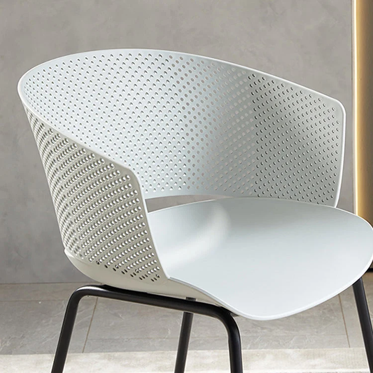 Poltroncina da pranzo contemporanea Sedia laterale con schienale aperto con gambe metallo per cucina Clearhalo