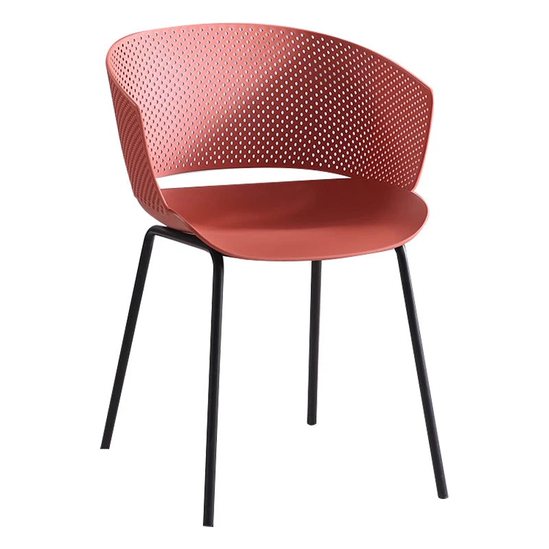 Poltroncina da pranzo contemporanea Sedia laterale con schienale aperto con gambe metallo per cucina Clearhalo