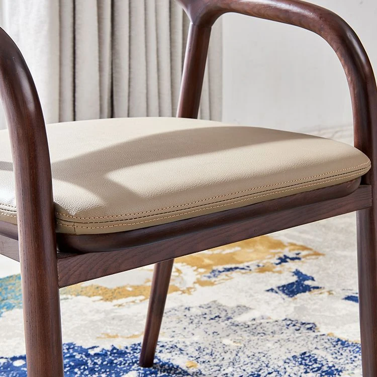 Poltroncina da pranzo legno massello con braccioli da pranzo con schienale aperto per cucina minimalista Clearhalo