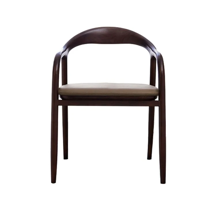Poltroncina da pranzo legno massello con braccioli da pranzo con schienale aperto per cucina minimalista Clearhalo