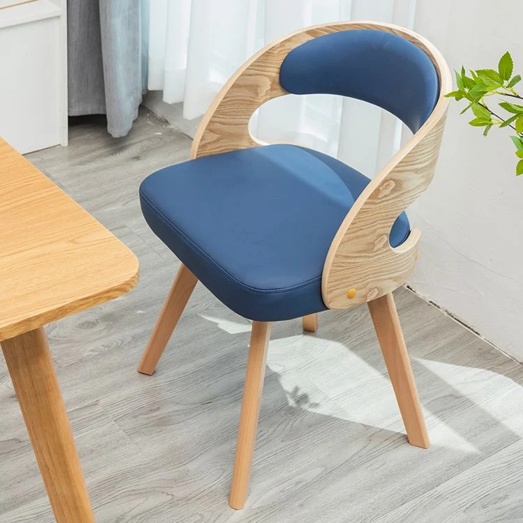 Poltroncina da pranzo moderna legno con cuscino colorato Sedia laterale da pranzo con schienale aperto per la casa Clearhalo
