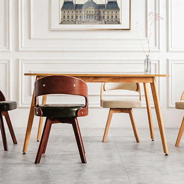 Poltroncina da pranzo moderna legno con cuscino colorato Sedia laterale da pranzo con schienale aperto per la casa Clearhalo