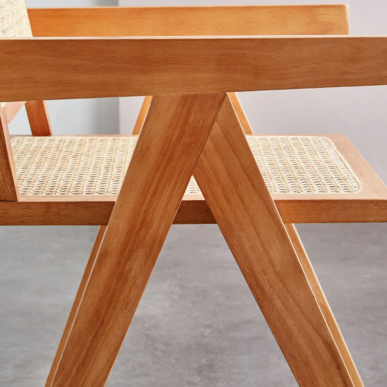 Poltroncina da pranzo moderna per la casa Sedia laterale da pranzo con schienale aperto legno di gomma Clearhalo