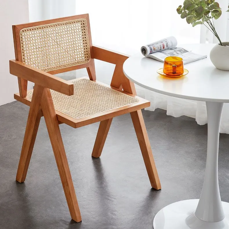 Poltroncina da pranzo moderna per la casa Sedia laterale da pranzo con schienale aperto legno di gomma Clearhalo