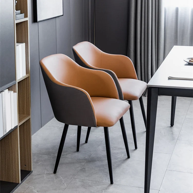 Poltroncina scandinava Home Parsons Sedia da sala da pranzo metallo con schienale imbottito Clearhalo