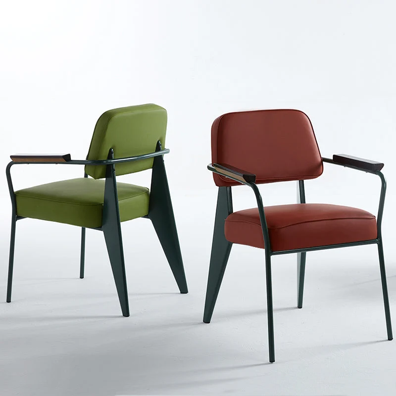 Poltroncina scandinava per la casa. Sedia da sala da pranzo imbottita metallo con schienale aperto Clearhalo