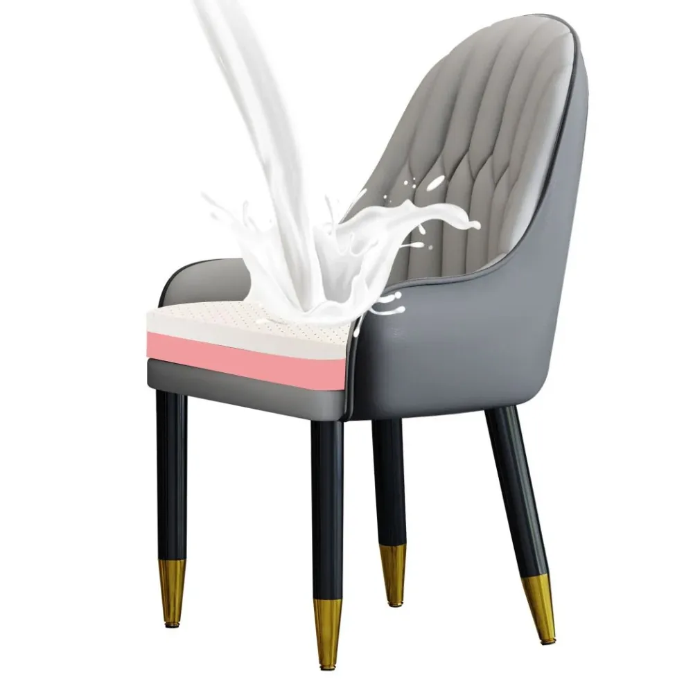 Poltroncina scandinava per la casa. Sedia da sala da pranzo legno con schienale imbottito Parsons Clearhalo