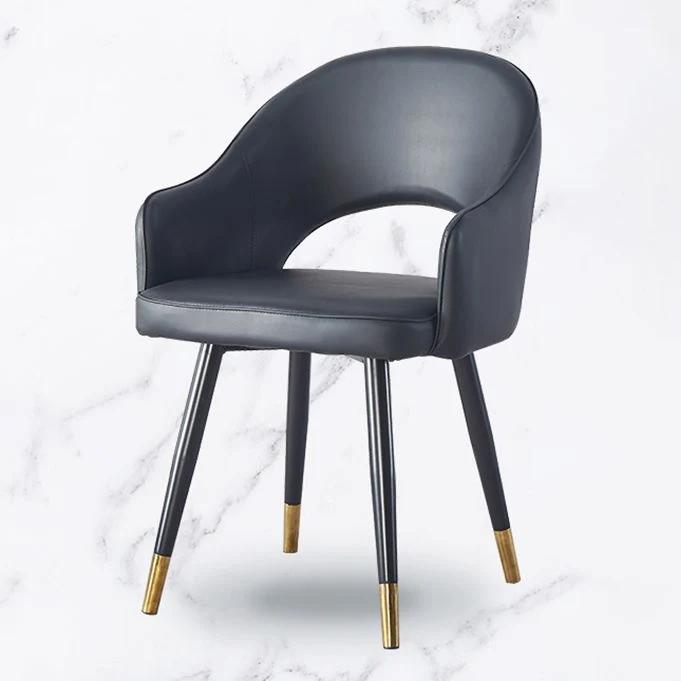 Poltroncina scandinava per la casa Sedia da sala da pranzo imbottita metallo con schienale aperto Clearhalo