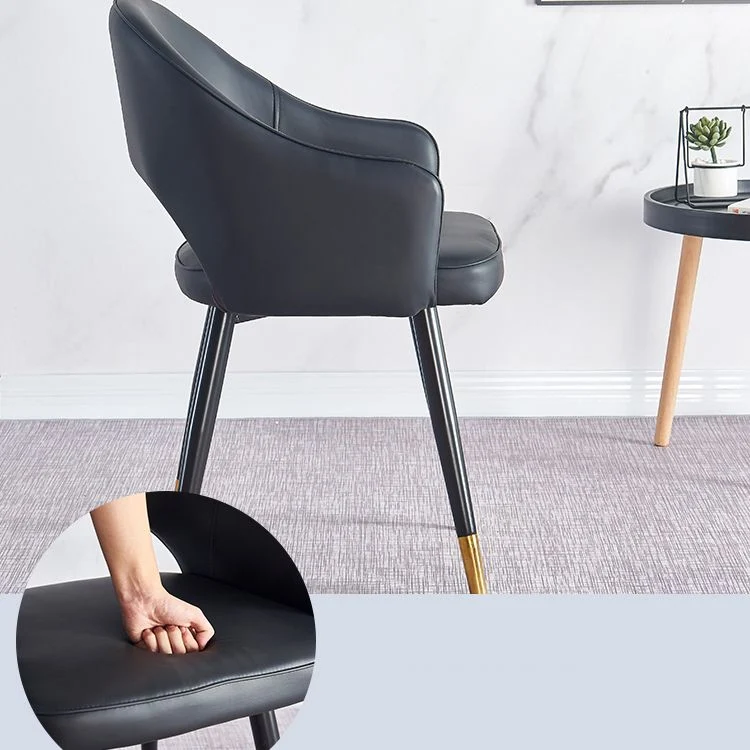 Poltroncina scandinava per la casa Sedia da sala da pranzo imbottita metallo con schienale aperto Clearhalo