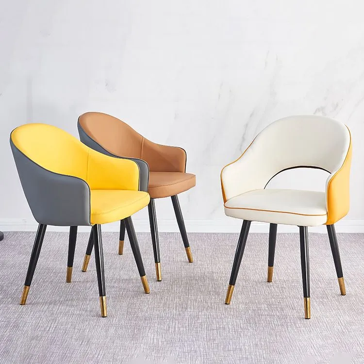 Poltroncina scandinava per la casa Sedia da sala da pranzo imbottita metallo con schienale aperto Clearhalo