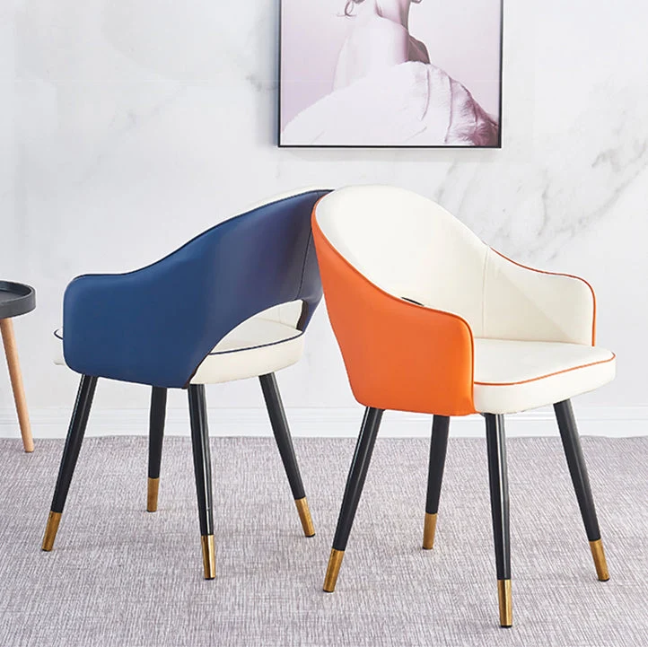 Poltroncina scandinava per la casa Sedia da sala da pranzo imbottita metallo con schienale aperto Clearhalo
