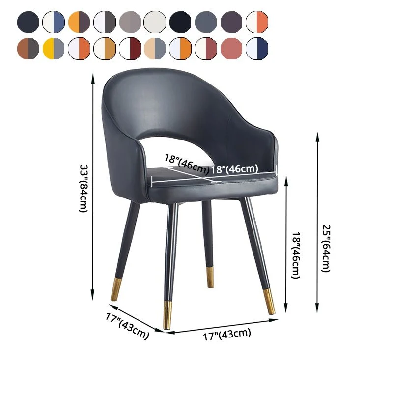 Poltroncina scandinava per la casa Sedia da sala da pranzo imbottita metallo con schienale aperto Clearhalo