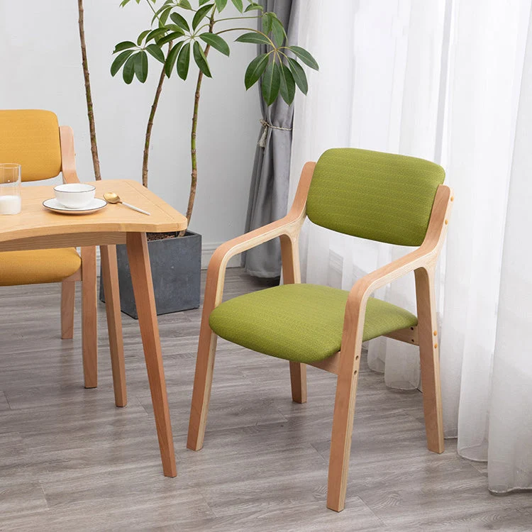 Poltroncina scandinava per la casa Sedia da sala da pranzo imbottita con schienale aperto legno Clearhalo