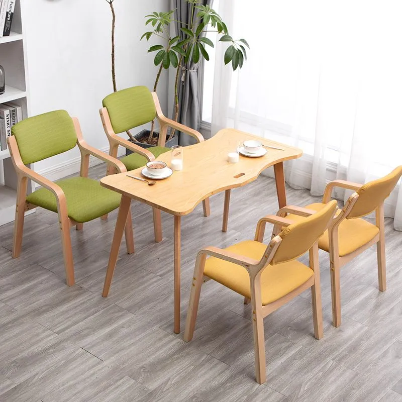 Poltroncina scandinava per la casa Sedia da sala da pranzo imbottita con schienale aperto legno Clearhalo